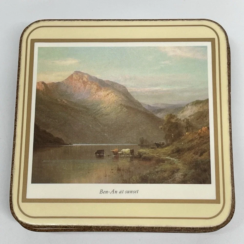 Vintage Pimpernel Scottish Scenes Coasters England Cork Backed 4.25